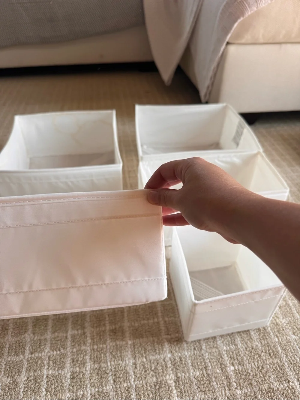 IKEA White Fabric Storage Bins - Set of 5